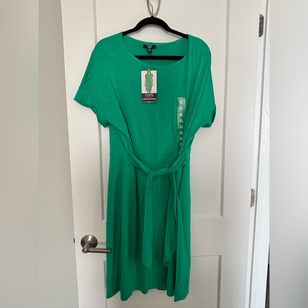 Chaps Vibrant Green Crewneck Knit Dress
